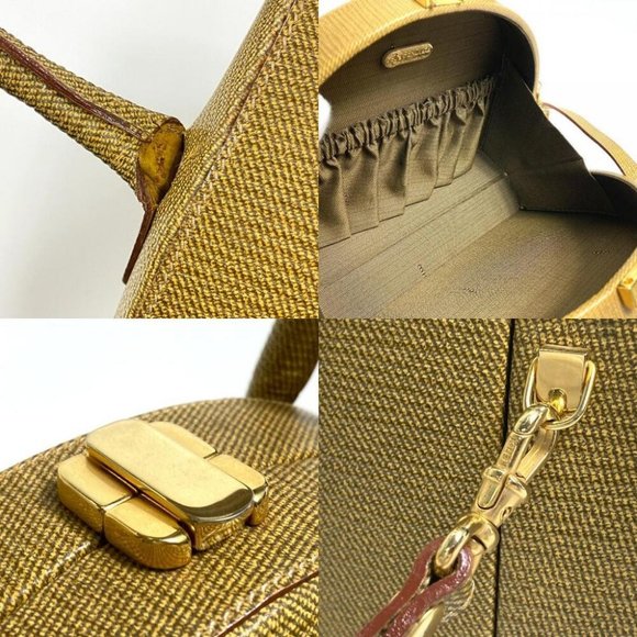 Authentic FENDI Semicircular form 2WAY Shoulder Bag Hand Bag Leather Beige - Picture 6 of 12